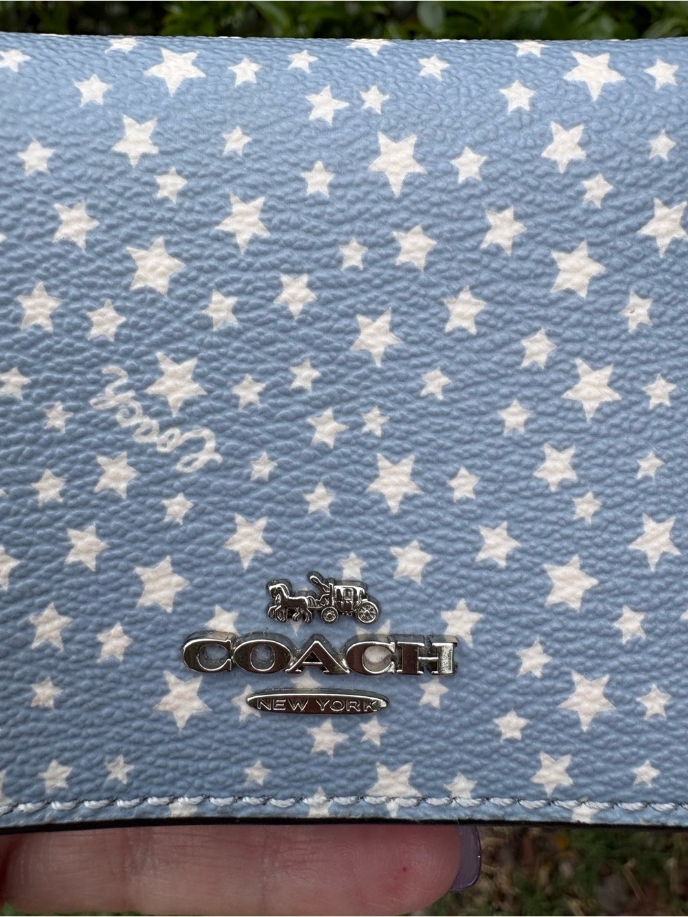 Coach Ditzy Star Multi Blue Trifold Wallet EUC - Picture 2 of 8